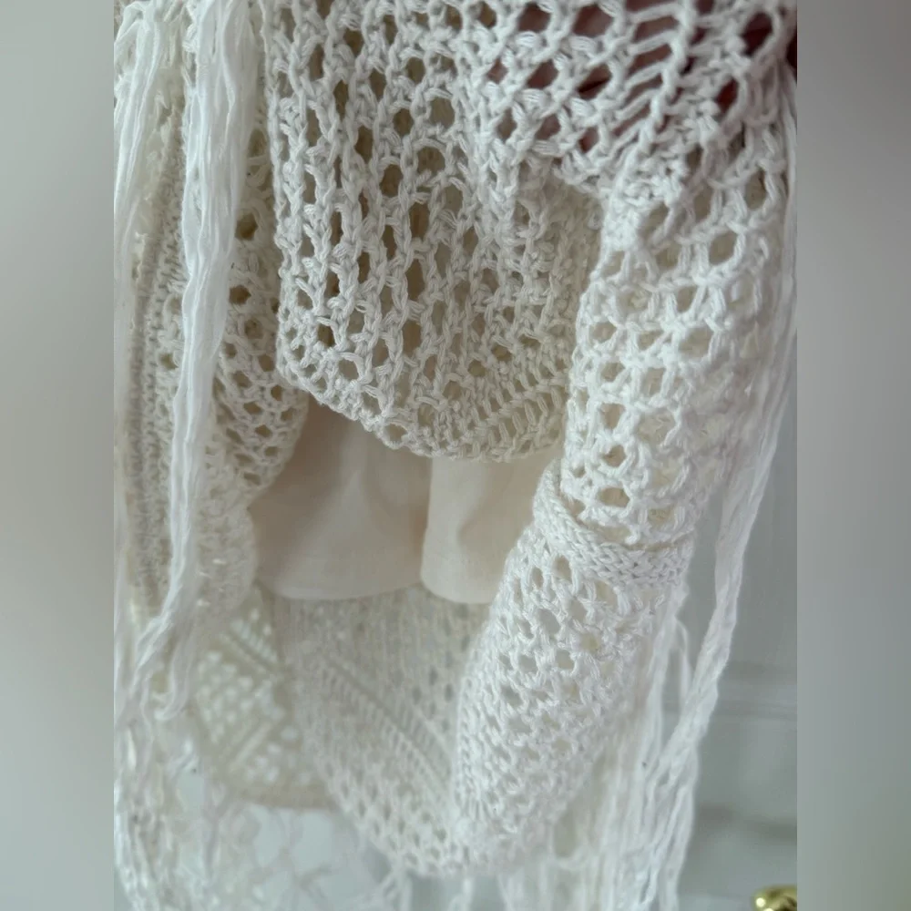 Abercrombie & Fitch Crochet-Style Fringe Mini Dress size m NWT - Picture 5 of 10